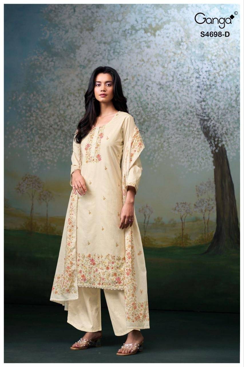 CHARISHA 4698 By Ganga Fashion 4698 A TO 4698 D Beautiful Festive Suits Stylish Colorful Fancy Casual Wear & Ethnic Wear PREMIUM COTTON Dresses At Wholesale Price